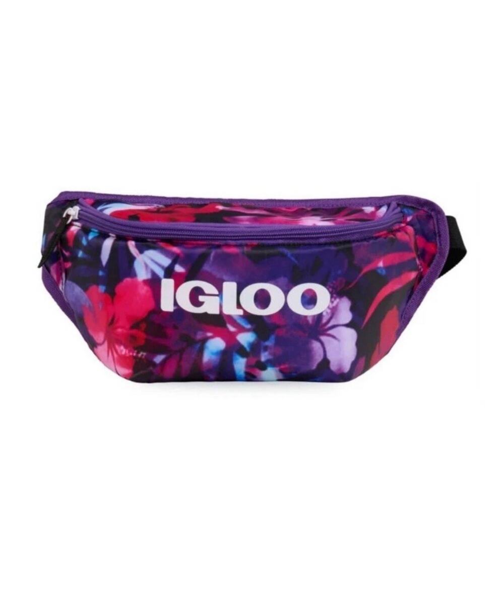 Igloo 3 Can Fanny Pack Cooler Purple Pink Floral Insulated